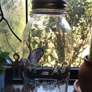 Rare Hazel Atlas Strong Shoulder 2 qt. clear glass Mason Jar